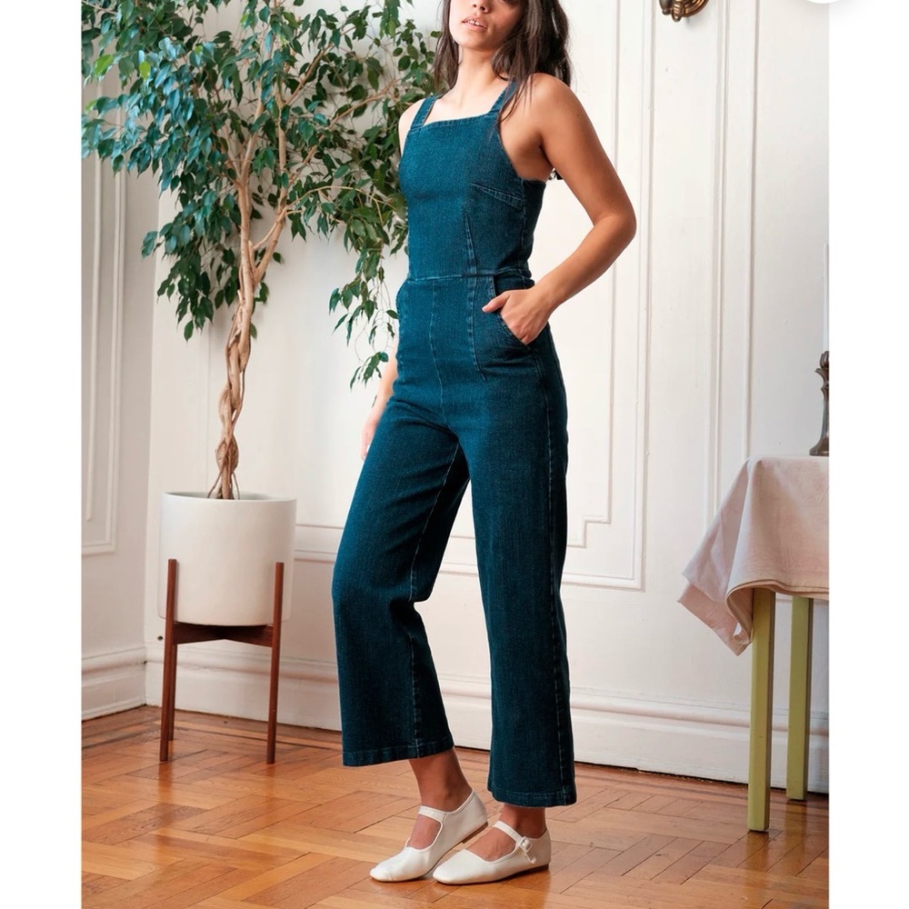 Loup BRENDA SQUARE NECK WIDE LEG JUMPSUIT - DARK INDIGO